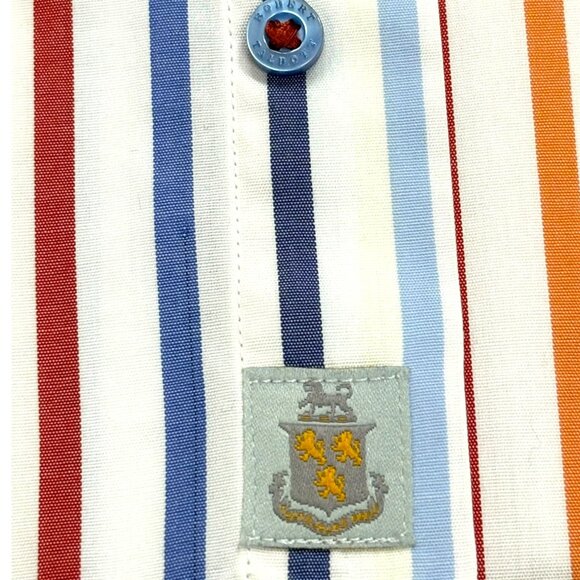 Robert Talbott Carmel White Striped Hidden Button Collar Shirt - Picture 9 of 11